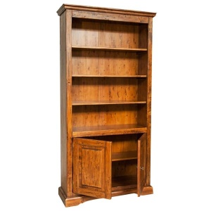 Biblioteca Artisan cu 2 usi nuc antichizat, lemn masiv tei, 108 cm - Img 4