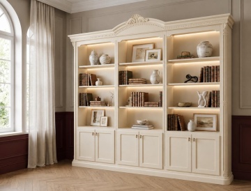 Biblioteca clasica Imperial Lux model Sofia Crem, 262 x 40 x 244 cm