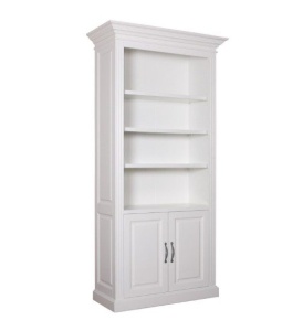 Biblioteca Harmony alba cu 2 usi, lemn masiv alb, 110 x 48 x 220 cm