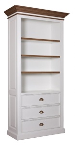 Biblioteca Harmony Oak cu 3 sertare din lemn masiv si mdf, 110 cm - Img 2