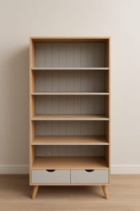 Biblioteca Mathias cu 2 sertare si 4 polite reglabile, 100 x 40 x 200 cm - Img 2