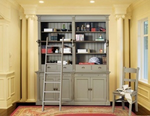 Biblioteca Retro Charm Duo cu scara lemn masiv, 205 x 50/40 x 220 cm - Img 2
