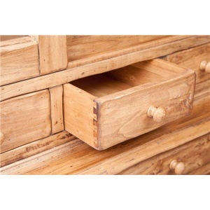 Bufet Artisan cu 4 usi culisante si sertare natur antichizat, lemn masiv tei, 142 cm - Img 5