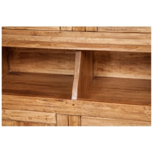 Bufet cu vitrina Artisan natur antichizat, lemn masiv tei, 172 cm - Img 3