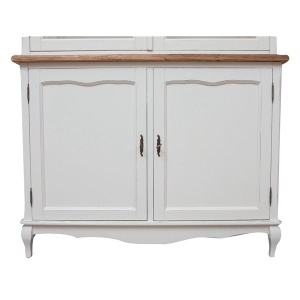 Bufet cu vitrina Shabby Artisan din lemn masiv tei, alb + natur antichizat - Img 5
