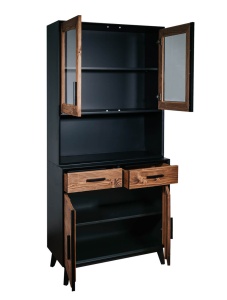 Bufet dining Nouvelle cu 4 usi si 2 sertare, lemn masiv si mdf negru - Img 3