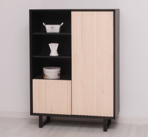 Bufet living Piannova cu 2 usi lemn masiv + mdf negru - Img 3