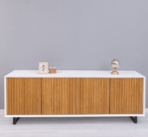 Bufet living Piannova cu 4 usi lemn masiv + mdf alb - Img 3