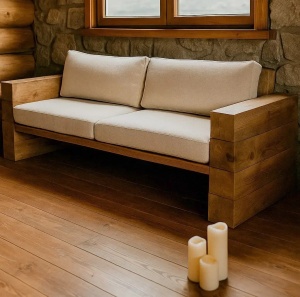 Canapea Grand Cymbala lemn masiv cu tapiterie, 200 x 80 x 60 cm