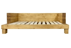 Canapea Rustic Wood lemn masiv, cu tapiterie, 204 x 91 x 63 cm - Img 5