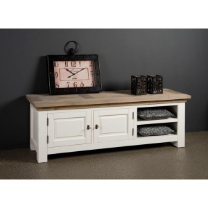 Comoda TV Country cu 2 usi si blat stejar masiv, 160 x 45 x 55 cm