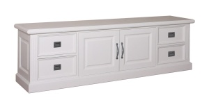 Comoda TV Harmony alba cu 4 sertare si 2 usi 200 cm - Img 3