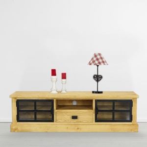 Comoda TV IronWood 160 cm, 2 usi si 1 sertar lemn masiv - Img 2