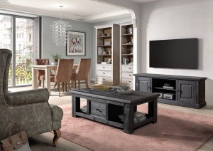Comoda TV living Woodcraft cu 2 usi lemn masiv - Img 2
