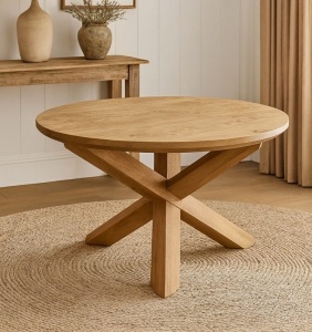 Masa rotunda Etnika din lemn masiv, model zeta, 125 x 75 cm