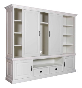 Mobilier TV Harmony lemn masiv alb cu 2 usi culisante, 250 cm - Img 3