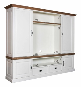 Mobilier TV Harmony Oak cu 2 usi culisante, 250 cm - Img 4