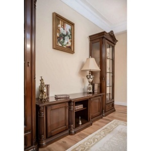 Set de mobila living Imperial Lux model Serenata furnir nuc, 2 vitrine si comoda TV - Img 8