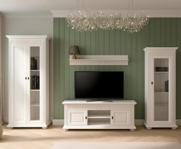 Set mobila living Jasmine din lemn masiv alb, 4 piese