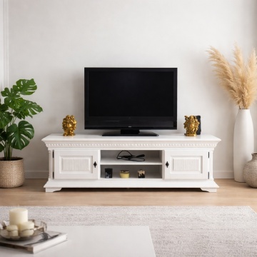 Set mobila living Napoli alb din lemn masiv cu 5 piese mobilier - Img 5