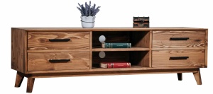 Set mobila living Nouvelle cu 5 piese din lemn masiv ceara whisky - Img 4