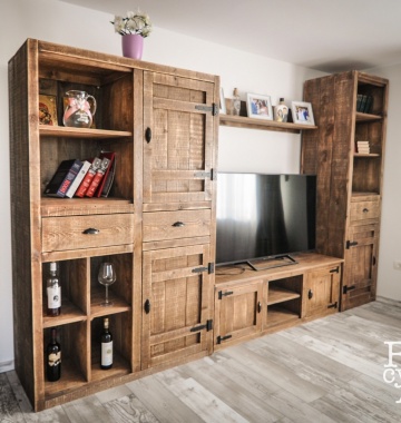 Set Mobilier living Cymbala din lemn masiv pin, 4 piese mobilier - Img 2