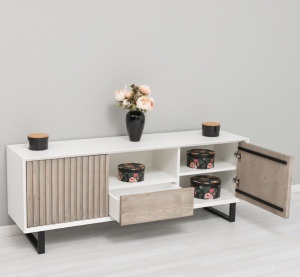 Set mobilier living Piannova din lemn masiv si mdf alb - Img 9