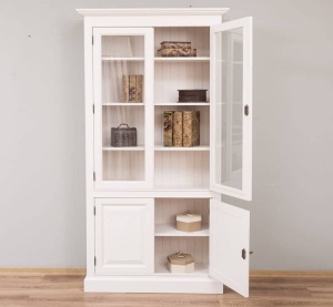 Vitrina Provance cu 2 usi sticla si 2 usi lemn masiv 110 cm - Img 5