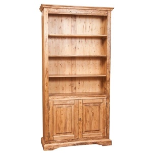 Biblioteca Artisan cu 2 usi natur antichizat, lemn masiv tei, 108 cm - Img 3