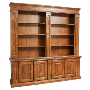 Biblioteca Artisan cu 4 usi nuc antichizat din lemn masiv tei, 230 cm - Img 3
