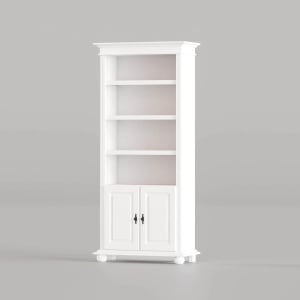 Biblioteca Bianca lemn masiv alb unt, 90 × 42 × 201 cm