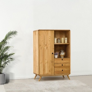 Biblioteca Skandi cu 1 usa si 3 sertare din Lemn masiv, 95 x 45 x 150 cm