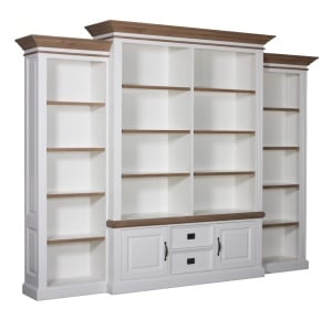 Biblioteca Stejar Harmony din 4 corpuri lemn masiv + mdf, 326 x 38/48 x 220 cm - Img 2
