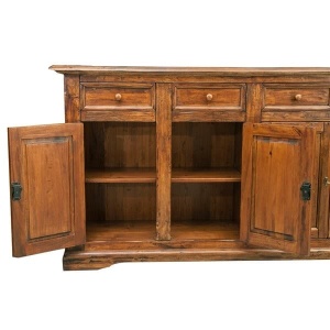 Bufet Artisan cu 4 usi si 4 sertare, nuc antichizat, lemn masiv tei, 202 cm - Img 7