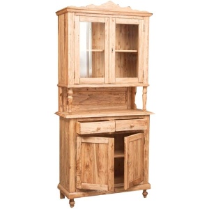 Bufet cu vitrina Artisan natur antichizat, 4 usi si 2 sertare, lemn masiv tei - Img 3
