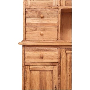 Bufet cu vitrina Artisan natur antichizat, lemn masiv tei, 156 cm - Img 2