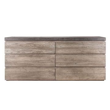 Bufet Minna cu 6 sertare din lemn stejar masiv + microciment, 183 x 51 x 81 cm - Img 5