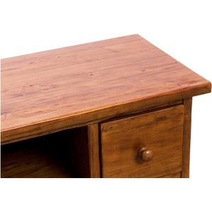 Comoda TV Artisan cu 4 sertare nuc antichizat, lemn masiv tei, 129 cm - Img 5