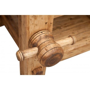 Comoda TV Artisan model banc tamplar din lemn masiv tei, natur antichizat - Img 6