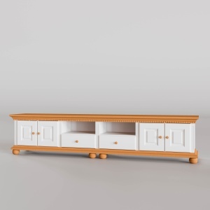 Comoda TV Bella Duo lemn masiv alb unt / miere, 250 x 45 x 55 cm