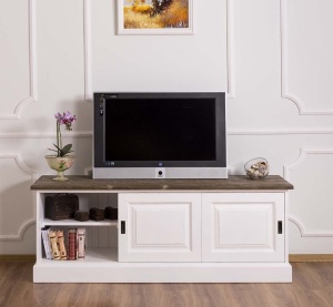 Comoda TV Provance cu 2 usi culisante lemn masiv 160 cm - Img 4