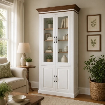 Corp Vitrina Harmony Oak 2 usi vitrina + 2 usi lemn masiv
