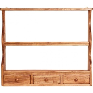 Etajera de perete suspendata Artisan cu 3 sertare, lemn masiv tei, natur antichizat - Img 6