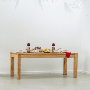 Masa dining cu sertar Heritge din Lemn masiv 160 x 90 cm
