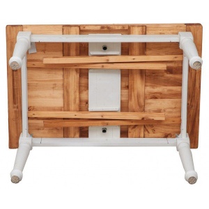 Masa extensibila Artisan 140/240 cm, alb + natur antichizat, lemn masiv tei - Img 8