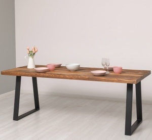Masa Lemn masv + picioare metalice negre Provance, 210 x 90 cm