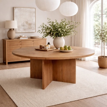 Masa Rotunda Dining Terrano Lemn Masiv Stejar, ø 152 x H 76 cm