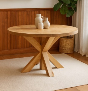 Masa rotunda Etnika din lemn masiv, model gama, 120 x 76 cm