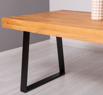 Masa Stejar Masiv Indiana cu picior metal-TRAPEZ, 180 cm, 210 cm sau 240 x 100 cm - Img 4