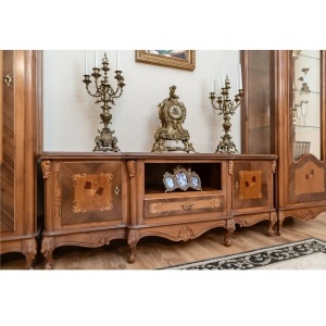 Set de mobila living Imperial Lux model Contessa cu intarsie, 2 vitrine si comoda TV - Img 4